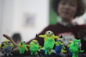 child plays with her works